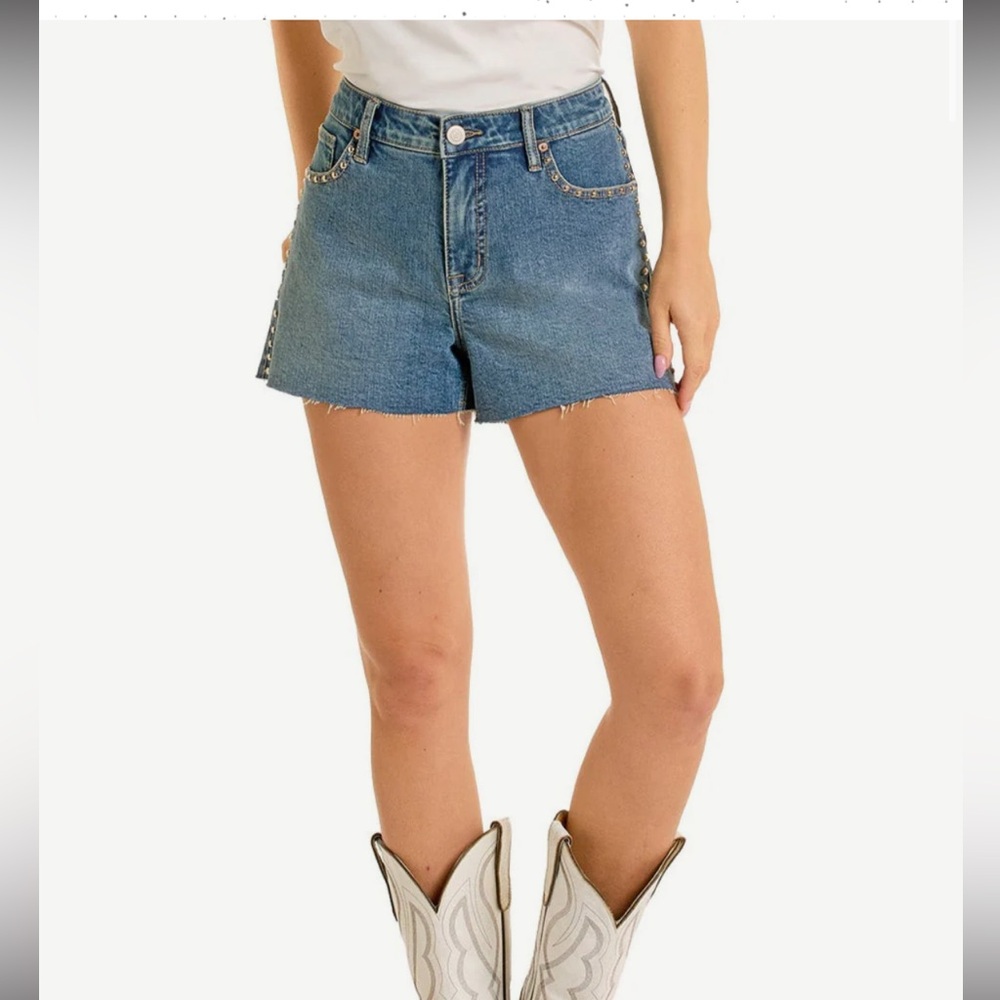 Rock&Roll Denim high rise studded shorts